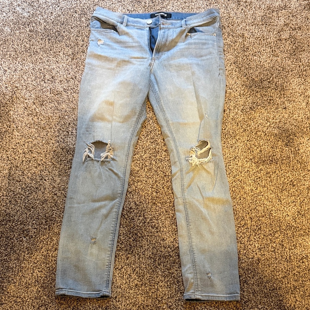 Express Stretch High Rise Ripped Skinny Jeans 12